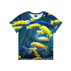 Детская футболка 3D с принтом Рыбки , 100% гипоаллергенный полиэфир | прямой крой, круглый вырез горловины, длина до линии бедер, чуть спущенное плечо, ткань немного тянется | fish | fishes | pisces | море | морские обитатели | морской | океан | рыбы
