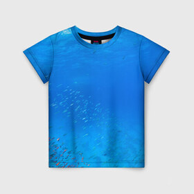 Детская футболка 3D с принтом Море , 100% гипоаллергенный полиэфир | прямой крой, круглый вырез горловины, длина до линии бедер, чуть спущенное плечо, ткань немного тянется | fish | fishes | pisces | море | морские обитатели | морской | океан | рыбы