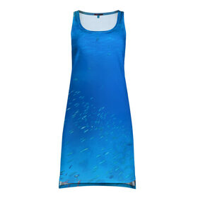 Платье-майка 3D с принтом Море , 100% полиэстер | полуприлегающий силуэт, широкие бретели, круглый вырез горловины, удлиненный подол сзади. | fish | fishes | pisces | море | морские обитатели | морской | океан | рыбы