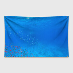 Флаг-баннер с принтом Море , 100% полиэстер | размер 67 х 109 см, плотность ткани — 95 г/м2; по краям флага есть четыре люверса для крепления | fish | fishes | pisces | море | морские обитатели | морской | океан | рыбы