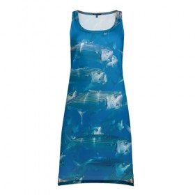 Платье-майка 3D с принтом Рыбы океана , 100% полиэстер | полуприлегающий силуэт, широкие бретели, круглый вырез горловины, удлиненный подол сзади. | fish | fishes | pisces | море | морские обитатели | морской | океан | рыбы