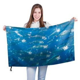 Флаг 3D с принтом Рыбы океана , 100% полиэстер | плотность ткани — 95 г/м2, размер — 67 х 109 см. Принт наносится с одной стороны | fish | fishes | pisces | море | морские обитатели | морской | океан | рыбы