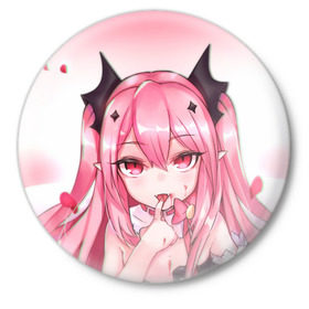 Значок с принтом Вампир Ахегао ,  металл | круглая форма, металлическая застежка в виде булавки | anime | аниме