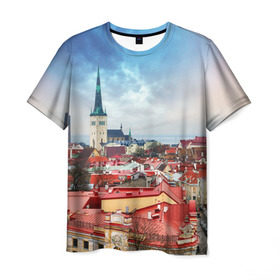 Мужская футболка 3D с принтом Таллин (Эстония) , 100% полиэфир | прямой крой, круглый вырез горловины, длина до линии бедер | estonia | tallin | город | европа | путешествие | таллин | туризм | эстония
