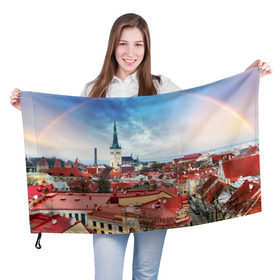 Флаг 3D с принтом Таллин (Эстония) , 100% полиэстер | плотность ткани — 95 г/м2, размер — 67 х 109 см. Принт наносится с одной стороны | estonia | tallin | город | европа | путешествие | таллин | туризм | эстония