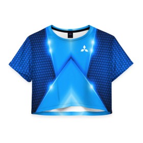 Женская футболка 3D укороченная с принтом Mitsubishi car sport SKY , 100% полиэстер | круглая горловина, длина футболки до линии талии, рукава с отворотами |  машина | марка | митсубиси