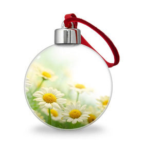 Ёлочный шар с принтом Полевые ромашки , Пластик | Диаметр: 77 мм | луг | поле | цветы