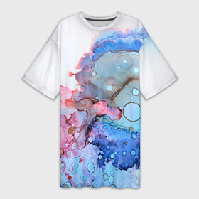 Платье-футболка 3D с принтом Акварельные разводы ,  |  | abstraction | color | spray | tie dye | абстракция | акварель | брызги красок | живопись | искусство | капли капли | краски | текстуры | цветные краски | яркие цвета