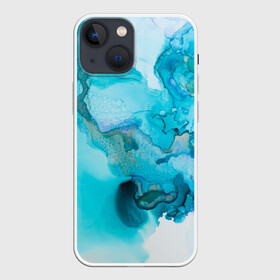 Чехол для iPhone 13 mini с принтом Лазурные краски ,  |  | Тематика изображения на принте: abstraction | color | spray | tie dye | абстракция | акварель | брызги красок | живопись | искусство | капли капли | краски | текстуры | цветные краски | яркие цвета