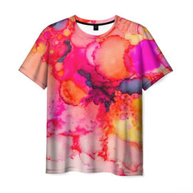 Мужская футболка 3D с принтом Весенние краски , 100% полиэфир | прямой крой, круглый вырез горловины, длина до линии бедер | Тематика изображения на принте: abstraction | color | spray | tie dye | абстракция | акварель | брызги красок | живопись | искусство | капли капли | краски | текстуры | цветные краски | яркие цвета
