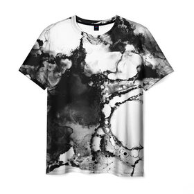 Мужская футболка 3D с принтом Gray&Black abstract , 100% полиэфир | прямой крой, круглый вырез горловины, длина до линии бедер | Тематика изображения на принте: 