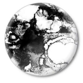 Значок с принтом Gray&Black abstract ,  металл | круглая форма, металлическая застежка в виде булавки | Тематика изображения на принте: 
