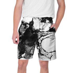 Мужские шорты 3D с принтом Gray&Black abstract ,  полиэстер 100% | прямой крой, два кармана без застежек по бокам. Мягкая трикотажная резинка на поясе, внутри которой широкие завязки. Длина чуть выше колен | Тематика изображения на принте: 