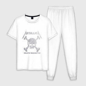 Мужская пижама хлопок с принтом Metallica, death magnetic , 100% хлопок | брюки и футболка прямого кроя, без карманов, на брюках мягкая резинка на поясе и по низу штанин
 | Тематика изображения на принте: metallica | джеймс хэтфилд | кирк хэмметт | ларс ульрих | металлика | роберт трухильо | рок группа