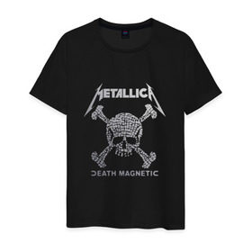 Мужская футболка хлопок с принтом Metallica, death magnetic , 100% хлопок | прямой крой, круглый вырез горловины, длина до линии бедер, слегка спущенное плечо. | Тематика изображения на принте: metallica | джеймс хэтфилд | кирк хэмметт | ларс ульрих | металлика | роберт трухильо | рок группа