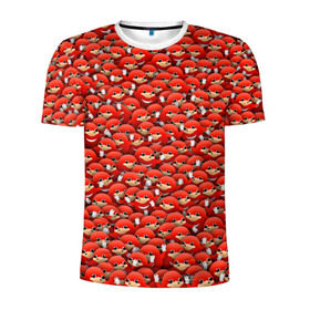 Мужская футболка 3D спортивная с принтом Угандийские Наклзы , 100% полиэстер с улучшенными характеристиками | приталенный силуэт, круглая горловина, широкие плечи, сужается к линии бедра | sonic | ехидна | красный | мем | паттерн | персонаж | соник | толпа