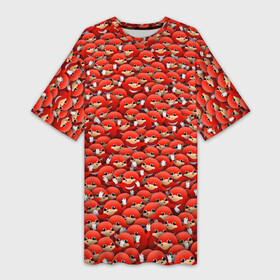 Платье-футболка 3D с принтом Угандийские Наклзы ,  |  | sonic | ехидна | красный | мем | паттерн | персонаж | соник | толпа