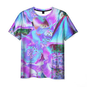 Мужская футболка 3D с принтом Цветы Аватара , 100% полиэфир | прямой крой, круглый вырез горловины, длина до линии бедер | абстракция | аватар | неочем | синий | цветы