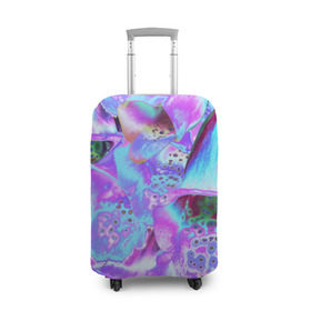 Чехол для чемодана 3D с принтом Цветы Аватара , 86% полиэфир, 14% спандекс | двустороннее нанесение принта, прорези для ручек и колес | абстракция | аватар | неочем | синий | цветы