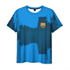 Мужская футболка 3D с принтом BARCELONA SPORT BLUE , 100% полиэфир | прямой крой, круглый вырез горловины, длина до линии бедер | football | soccer | барселона