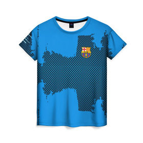 Женская футболка 3D с принтом BARCELONA SPORT BLUE , 100% полиэфир ( синтетическое хлопкоподобное полотно) | прямой крой, круглый вырез горловины, длина до линии бедер | football | soccer | барселона