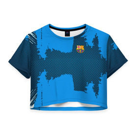 Женская футболка 3D укороченная с принтом BARCELONA SPORT BLUE , 100% полиэстер | круглая горловина, длина футболки до линии талии, рукава с отворотами | football | soccer | барселона