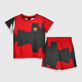 Детский костюм с шортами 3D с принтом BARCELONA SPORT RED ,  |  | Тематика изображения на принте: football | soccer | барселона