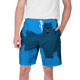 Мужские шорты 3D с принтом ARSENAL SPORT BLUE ,  полиэстер 100% | прямой крой, два кармана без застежек по бокам. Мягкая трикотажная резинка на поясе, внутри которой широкие завязки. Длина чуть выше колен | football | soccer | арсенал