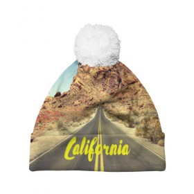 Шапка 3D c помпоном с принтом California collection , 100% полиэстер | универсальный размер, печать по всей поверхности изделия | california | usa | америка | города | дороги | калифорния | природа | страны | сша