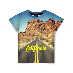 Детская футболка 3D с принтом California collection , 100% гипоаллергенный полиэфир | прямой крой, круглый вырез горловины, длина до линии бедер, чуть спущенное плечо, ткань немного тянется | california | usa | америка | города | дороги | калифорния | природа | страны | сша