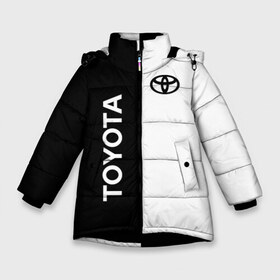 Зимняя куртка для девочек 3D с принтом Toyota , ткань верха — 100% полиэстер; подклад — 100% полиэстер, утеплитель — 100% полиэстер. | длина ниже бедра, удлиненная спинка, воротник стойка и отстегивающийся капюшон. Есть боковые карманы с листочкой на кнопках, утяжки по низу изделия и внутренний карман на молнии. 

Предусмотрены светоотражающий принт на спинке, радужный светоотражающий элемент на пуллере молнии и на резинке для утяжки. | corolla | corporation | crossover | mark | motor | sport | toyota | verso | vitz | yaris | авто | автомобиль | знак | лого | машина | седан | символ | спорт | тачка | тоёта | тойота | хэтчбек | эмблема