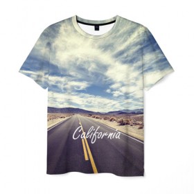 Мужская футболка 3D с принтом California , 100% полиэфир | прямой крой, круглый вырез горловины, длина до линии бедер | Тематика изображения на принте: california | usa | америка | города | дороги | калифорния | природа | страны | сша