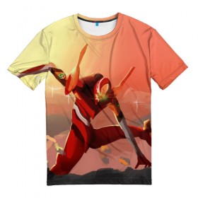 Мужская футболка 3D с принтом Evangelion , 100% полиэфир | прямой крой, круглый вырез горловины, длина до линии бедер | Тематика изображения на принте: anime | evangelion | neon genesis | rei ayanami | евангелион