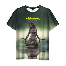Мужская футболка 3D с принтом Cyberpunk2077 , 100% полиэфир | прямой крой, круглый вырез горловины, длина до линии бедер | 2077 | cd project | cyberpunk | red | ведьмак | киберпанк