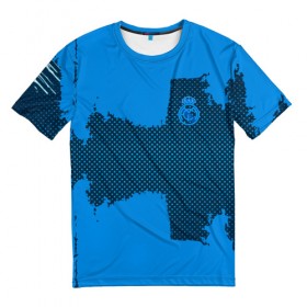 Мужская футболка 3D с принтом REAL MADRID SPORT BLUE , 100% полиэфир | прямой крой, круглый вырез горловины, длина до линии бедер | Тематика изображения на принте: football | soccer | реал мадрид
