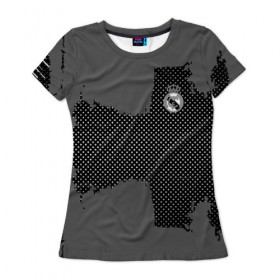 Женская футболка 3D с принтом REAL MADRID SPORT GRAY , 100% полиэфир ( синтетическое хлопкоподобное полотно) | прямой крой, круглый вырез горловины, длина до линии бедер | football | soccer | реал мадрид