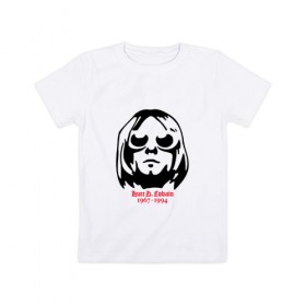 Детская футболка хлопок с принтом Kurt D. Cobain , 100% хлопок | круглый вырез горловины, полуприлегающий силуэт, длина до линии бедер | 