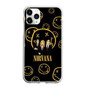 Чехол для iPhone 11 Pro Max матовый с принтом Nirvana , Силикон |  | cobain | kurt | nevermino | nirvana | альтернативный | гранж | грол | группа | дональд | кобейн | курт | музыка | надпись | нервана | нирвана | новоселич | певец | рок | смайл | смайлик | солист