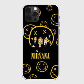 Чехол для iPhone 12 Pro Max с принтом Nirvana , Силикон |  | cobain | kurt | nevermino | nirvana | альтернативный | гранж | грол | группа | дональд | кобейн | курт | музыка | надпись | нервана | нирвана | новоселич | певец | рок | смайл | смайлик | солист