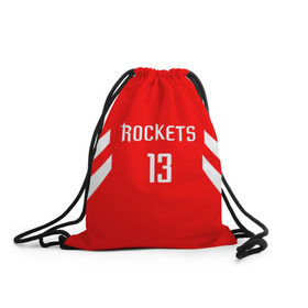Рюкзак-мешок 3D с принтом James Harden #13 , 100% полиэстер | плотность ткани — 200 г/м2, размер — 35 х 45 см; лямки — толстые шнурки, застежка на шнуровке, без карманов и подкладки | hurden | nba | rockets | баскетбол | нба | харден | хьюстон рокетс