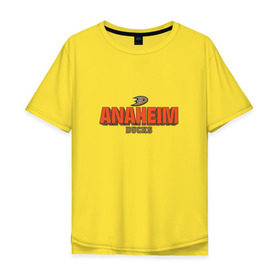 Мужская футболка хлопок Oversize с принтом Анахайм Дакс , 100% хлопок | свободный крой, круглый ворот, “спинка” длиннее передней части | anaheim ducks | nhl | нхл | хоккей