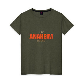 Женская футболка хлопок с принтом Анахайм Дакс , 100% хлопок | прямой крой, круглый вырез горловины, длина до линии бедер, слегка спущенное плечо | anaheim ducks | nhl | нхл | хоккей