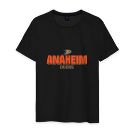 Мужская футболка хлопок с принтом Анахайм Дакс , 100% хлопок | прямой крой, круглый вырез горловины, длина до линии бедер, слегка спущенное плечо. | anaheim ducks | nhl | нхл | хоккей