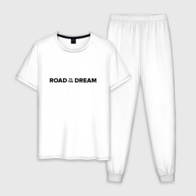 Мужская пижама хлопок с принтом Road to the dream. Black , 100% хлопок | брюки и футболка прямого кроя, без карманов, на брюках мягкая резинка на поясе и по низу штанин
 | мечта | мотивация | следуй за мечтой | спорт