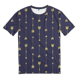 Мужская футболка 3D с принтом Золотые стрелы , 100% полиэфир | прямой крой, круглый вырез горловины, длина до линии бедер | стрелы