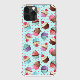 Чехол для iPhone 12 Pro Max с принтом Милые кексики , Силикон |  | Тематика изображения на принте: cupcake | deliciouse | lollipop | strawberry | sweets | yummy | вкусняшки | еда | капкейк | капкейки | клубника | конфета | леденец | сладости | черника