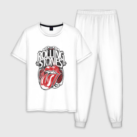Мужская пижама хлопок с принтом The Rolling Stones , 100% хлопок | брюки и футболка прямого кроя, без карманов, на брюках мягкая резинка на поясе и по низу штанин
 | the rolling stones | бродяги | вольные странники | группа | катящиеся камни | кит ричардс | мик джаггер | рок | рок н ролл | ролинг | роллинг | рон вуд | стоун | стоунз | стоунс | чарли уоттс