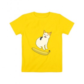 Детская футболка хлопок с принтом Cat no banana , 100% хлопок | круглый вырез горловины, полуприлегающий силуэт, длина до линии бедер | angry cat | banana | cat | no banana