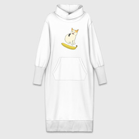 Платье удлиненное хлопок с принтом Cat no banana ,  |  | Тематика изображения на принте: angry cat | banana | cat | no banana