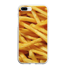 Чехол для iPhone 7Plus/8 Plus матовый с принтом Картошка фри , Силикон | Область печати: задняя сторона чехла, без боковых панелей | вкусная | еда | жареный | желтый | закуска | картофель | картофеля | картоха | картошка | картошки | палки | палочки | полоски | фас фуд | фаст фуд | фастфуд | фасфуд | фвсфут | фри